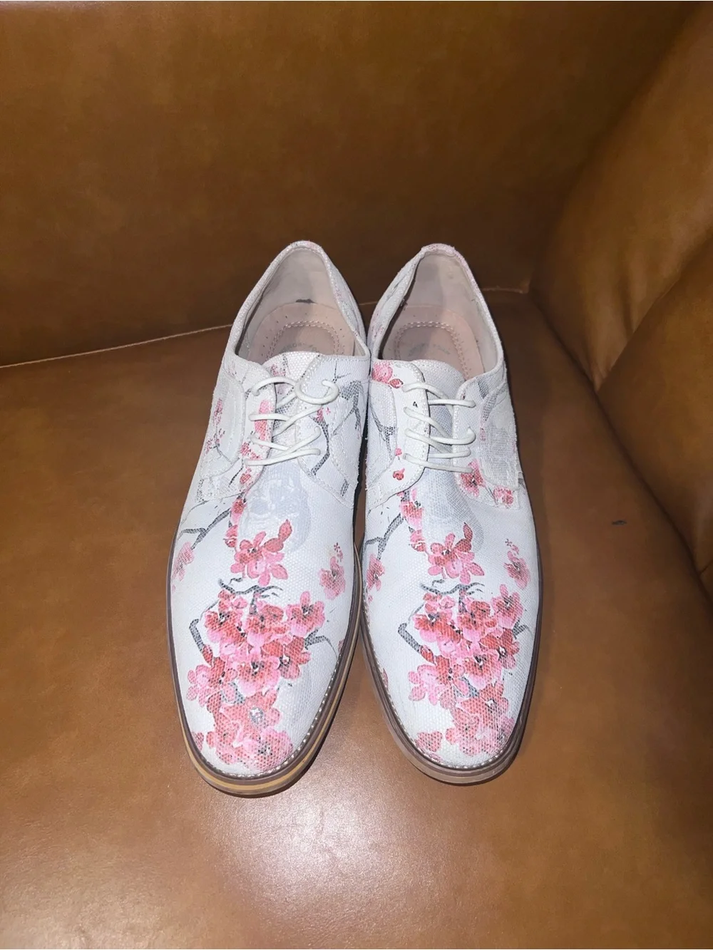 Stacy Adams Dandy White Floral/Skull Pattern oxfords men’s size 10M/ 10.5*